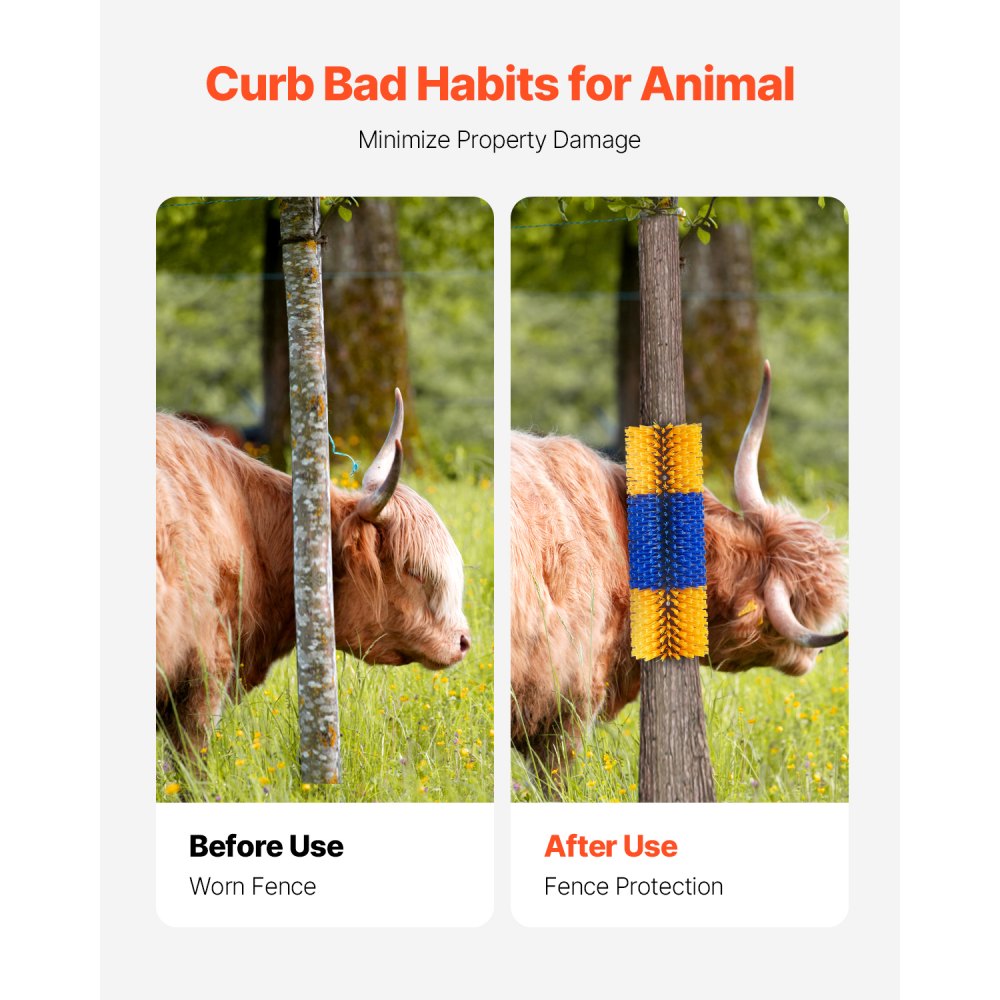 VEVOR Livestock Scratching Brush, 2 Pcs Horse Brush with 4 Screws, 20 x 7.5 in Cow Scratcher, for Back Itch Relief & Keep Cleaning, Grooming & Scratching Post Brush for Horse, Pig, Cattle Supplies