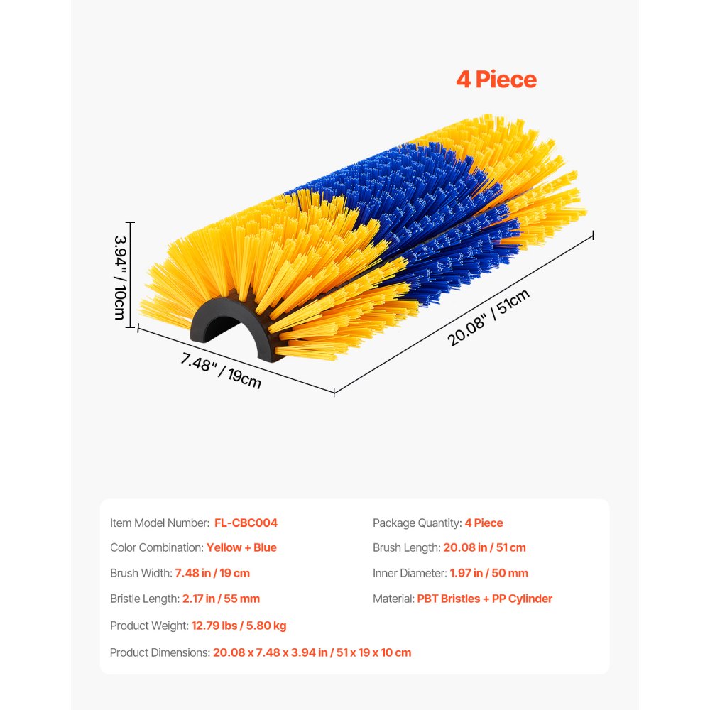 VEVOR Livestock Scratching Brush, 4 Pcs Horse Brush with 8 Screws, 20 x 7.5 in Cow Scratcher, for Back Itch Relief & Keep Cleaning, Grooming & Scratching Post Brush for Horse, Pig, Cattle Supplies