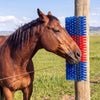 VEVOR Livestock Scratching Brush, 3PCS Goat Scratcher Brush Post with 12 Screws, 16.9" x 7.5" Cow Scratcher for Back Itch Relief, Massage Grooming Scratch Tool for Horse Cattle Sheep Pig, Blue & Red