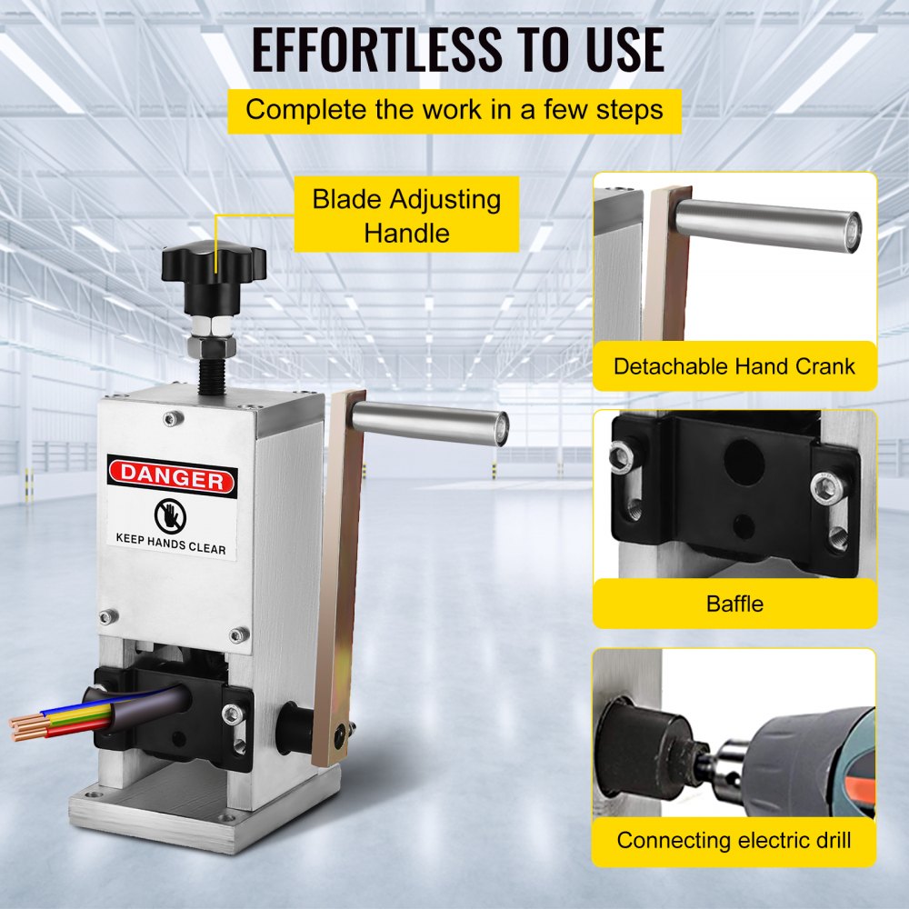 VEVOR Manual Wire Stripping Machine 0.06-0.98 inches, Wire Stripper Machine with Hand Crank Portable, Wire Stripping Tool Aluminum Construction,for Scrap Copper Recycling