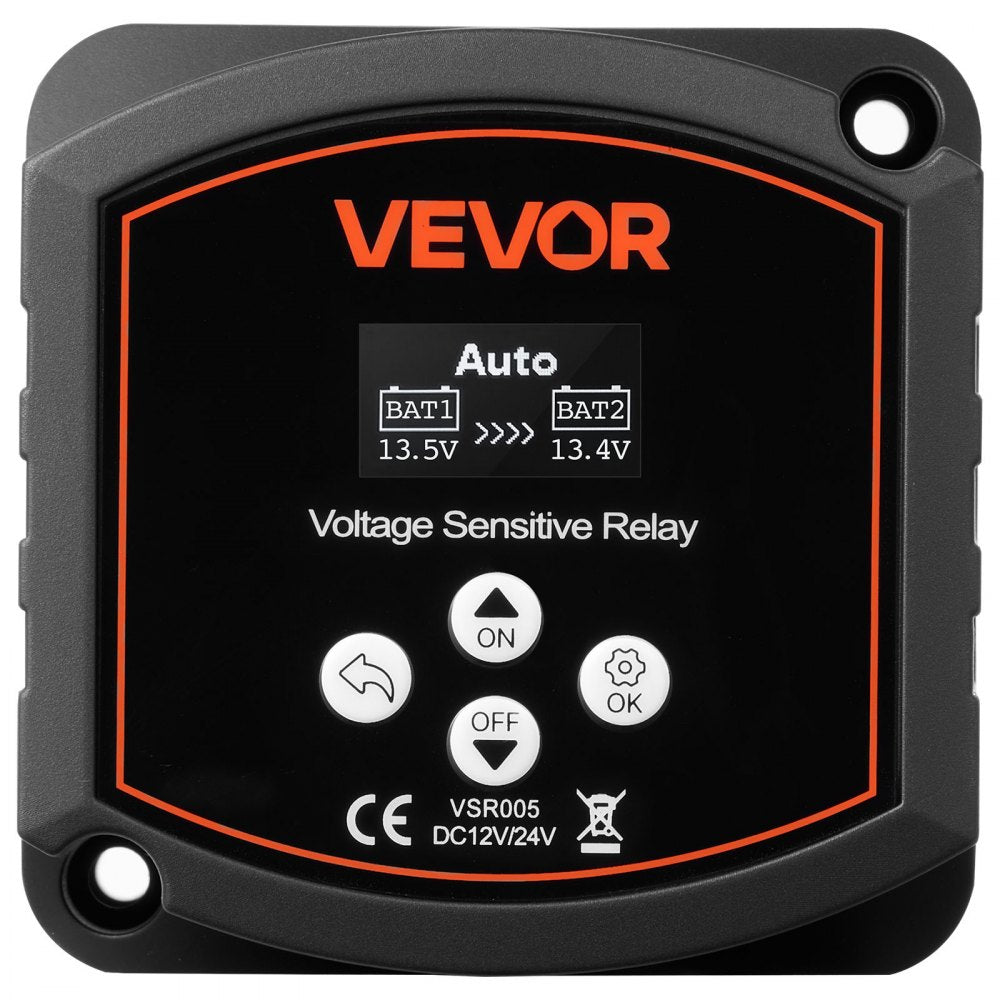 VEVOR Dual Battery Isolator, 12V 300 Amp, Manual and Automatic VSR Voltage Sensitive Relay with LCD Screen, Smart Battery Isolator for Lithium & Lead-Acid Batteries, for Car Truck RV UTV ATV Boat