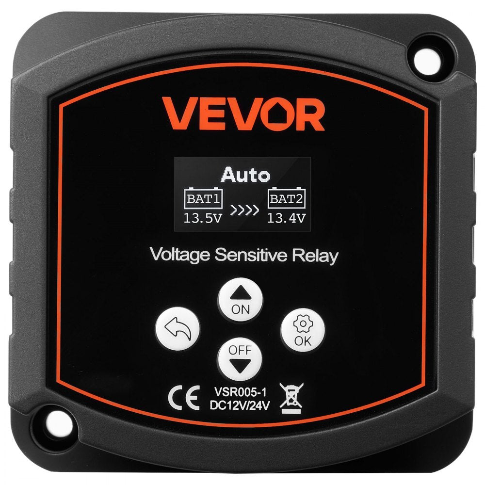 VEVOR Dual Battery Isolator Kit, 12V 300 Amp 20 ft 2AWG, Manual and Automatic VSR Voltage Sensitive Relay with Voltmeter, LCD Screen, Smart Battery Isolator, Compatible with Lithium Batteries, for UTV