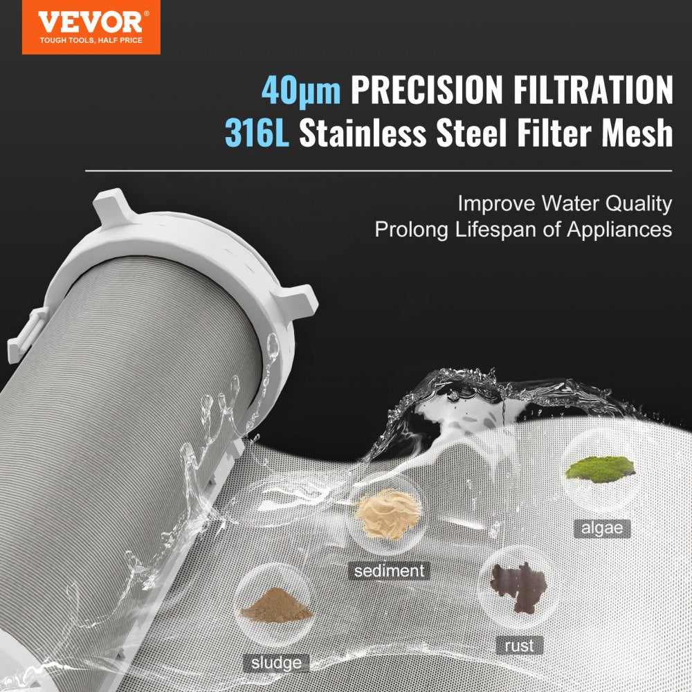 VEVOR Spin Down Filter, 40 Micron Whole House Sediment Filter for Well Water, 3/4" MNPT, 4 T/H High Flow Rate, for Whole House Water Filtration Systems, Well Water Sediment Filter