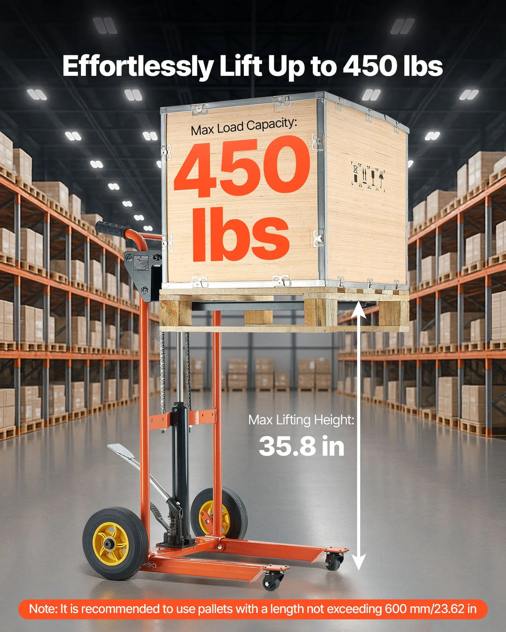 VEVOR Hydraulic Material Lift Winch Stacker - front view