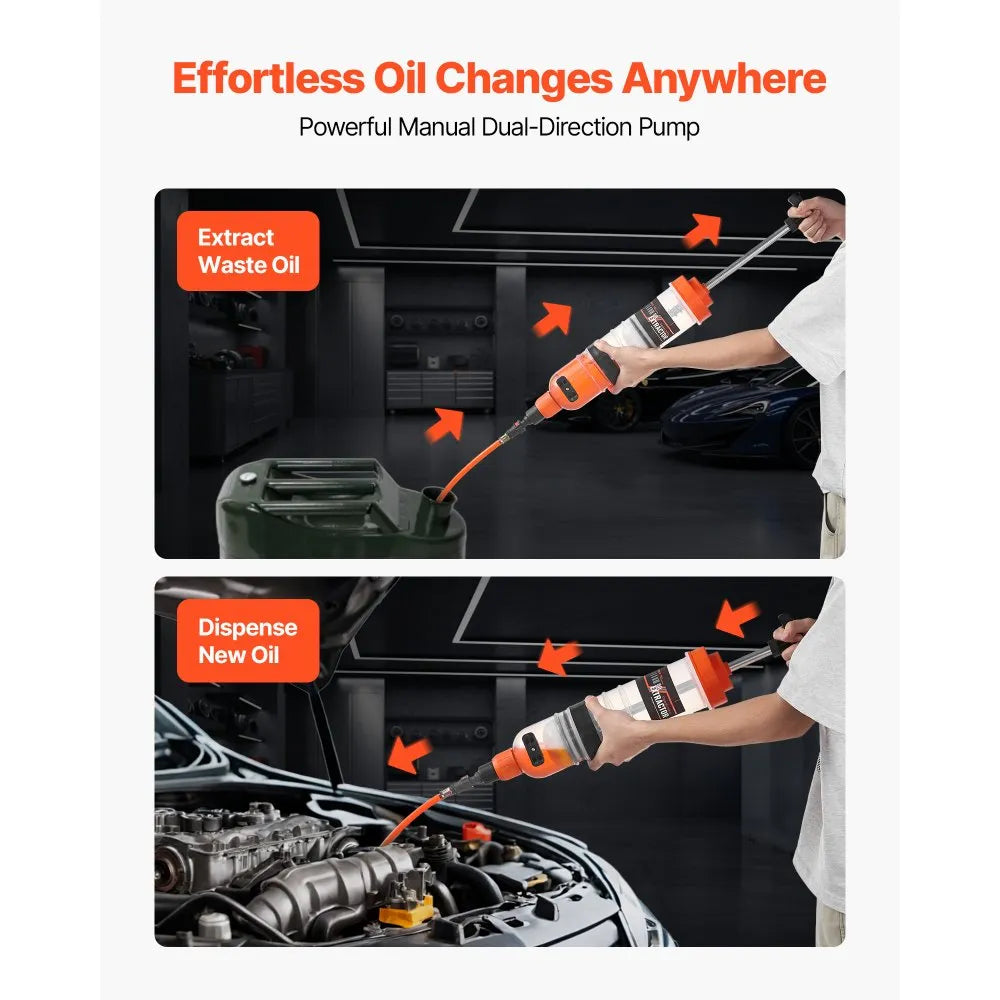 VEVOR 1500CC Fluid Extractor, Manual Automotive Fluid Pump Extractor, Oil Syringe with Long Hose and Extension Tubes Easy Oil Change, Suction Pump for Lawn Mowers Cars Ships Golf Carts Motorcycles