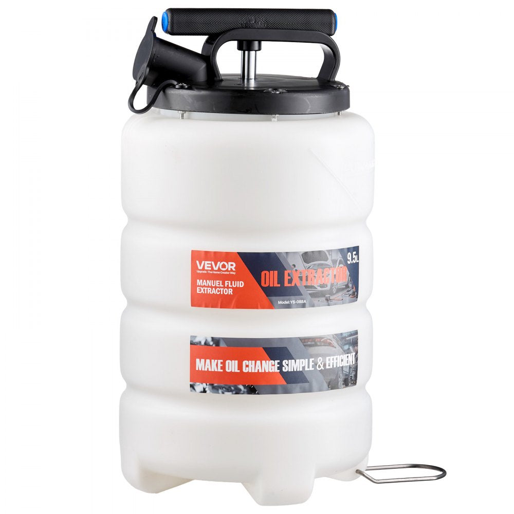 VEVOR Fluid Extractor, 9.5 L Capacity, Manual Vacuum Oil Extractor Pump with 59 in Long Horse & Three 47 in Extension Tubes, Oil Change Pump with HDPE Tank for Cars, Lawn Mowers, Boats, Motorcycles