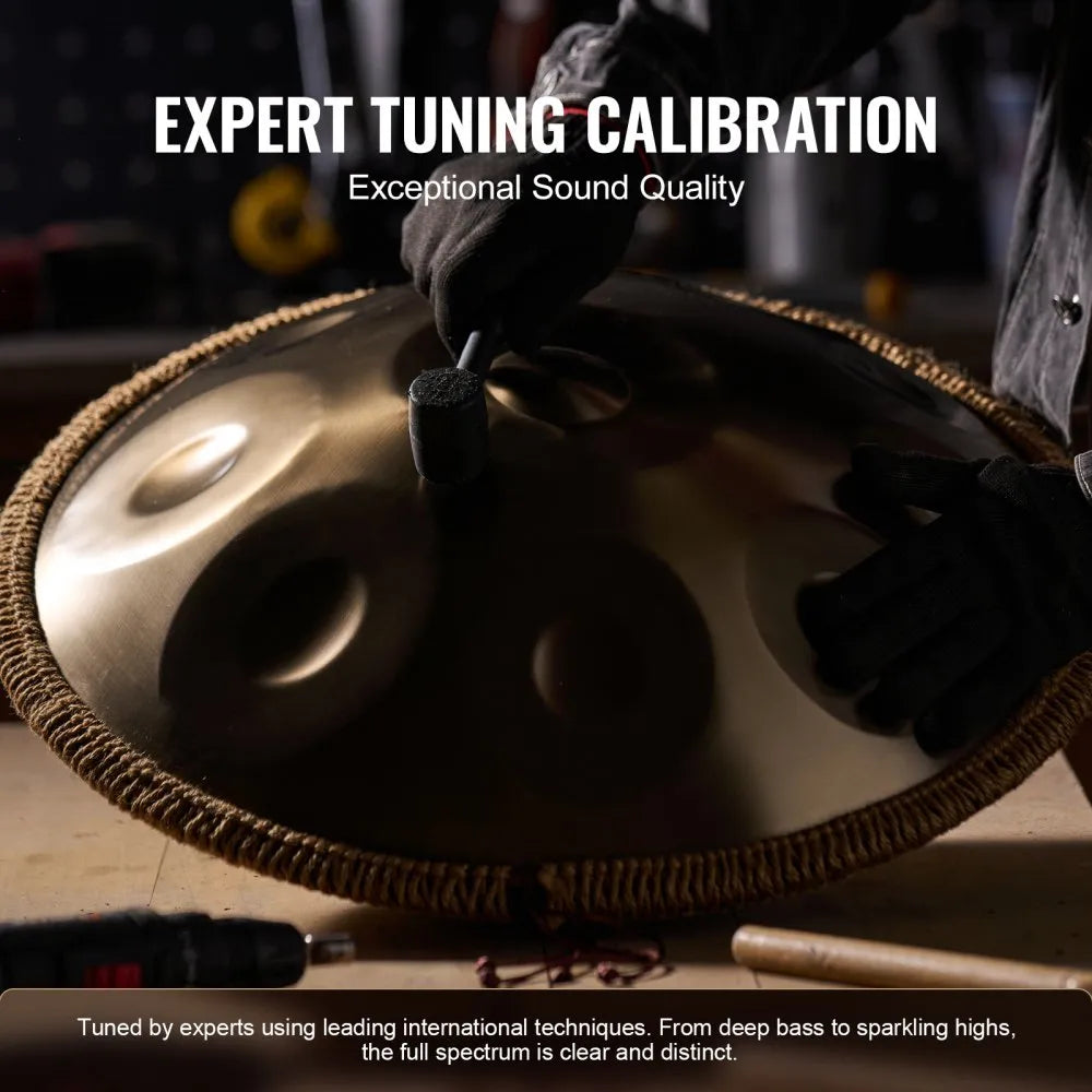 VEVOR Handpan Drum, 22 in & 10 Notes, D Minor Hand Drum, Hand Pan Drum Instrument with Mallets, 432Hz Handpan Stand & Carry Bag, Steel Healing Sound Drum, Percussion Instruments for Adults Beginners