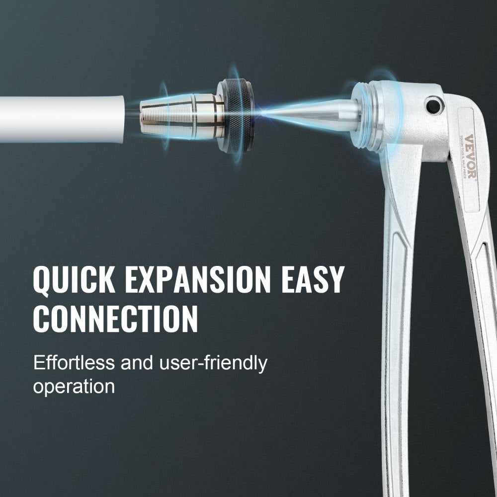 VEVOR Pipe Tube Expander, 1/2", 3/4", 1" OD PEX Tubing Expander, Professional Manual Lever PEX Tools Expander, with 3 Expansion Heads, Pipe Cutter for PEX Tubes