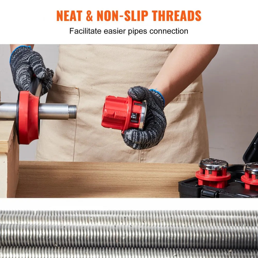 VEVOR Ratchet Pipe Threader Kit, 1/2" NPT, 3/4" NPT, 1" NPT Manual Ratcheting Pipe Threader, Portable Pipe Threading Tool Set with 3PCS NPT Dies, Storage Case for Galvanized Aluminum Iron Copper Pipes