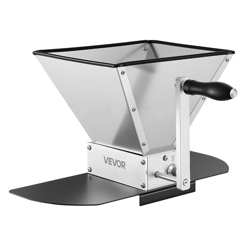VEVOR Manual Grain Mill, Homebrew Malt Grinder, Adjustable Barley Mill Crusher for Wheat Beer Brewing - with 2 Stainless Steel Rollers, 1.06 Gallon Hopper & Metal Base Plate