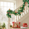 VEVOR Christmas Garland, 9-Ft Artificial Christmas Garland with Light String, Faux Greenery Decoration with Berry Clusters, Pine Needles, Pine Cones, Realistic Xmas Collection for Mantel & Fireplace