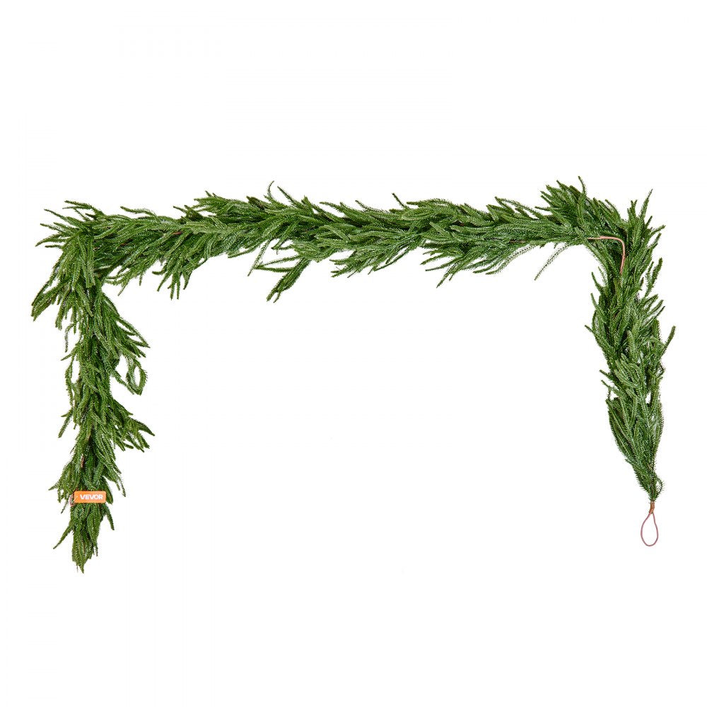 VEVOR Christmas Garland, 9-FT Realistic Norfolk Pine Garland, Evergreen Real Touch Artificial Faux Greenery Garlands, for Holiday Indoor Outdoor Xmas Decoration on Table, Mantel, and Fireplace