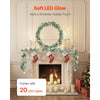 VEVOR Christmas Garland, 6.6-FT Realistic Greenery Decorated with Vines, Olive Leaves, and Berries, Evergreen Faux Garlands with Light String for Indoor Outdoor Xmas Decoration on Mantel Fireplace