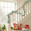VEVOR Christmas Garland, 9-FT Realistic Greenery Decorated with Vines, Olive Leaves, and Berries, Evergreen Faux Garlands with Light String for Indoor Outdoor Xmas Decoration on Mantel Fireplace