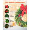 VEVOR Christmas Wreath, 24 Inches Pre-Lit Artificial Christmas Wreath with 50 LED Lights and Timer, Decorated with Pine Cones, Red Berry Clusters, Holly Leaves, Suitable for Fireplace Door Window