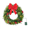 VEVOR Christmas Wreath, 24 Inches Pre-Lit Artificial Christmas Wreath with 50 LED Lights and Timer, Decorated with Pine Cones, Red Berry Clusters, Holly Leaves, Suitable for Fireplace Door Window