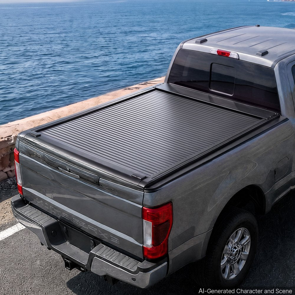 VEVOR Retractable Tonneau Cover 6.8FT Hard Truck Bed Cover Manual Retract, Compatible with 2017-2026 Ford F-250/350 Super Duty 6.8FT Bed (81.9"), Waterproof Aluminum Frame, T-Slot & Lock Key for Trips