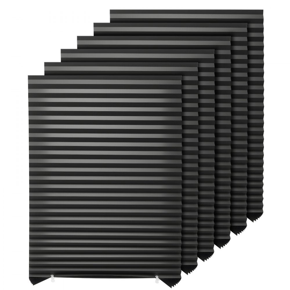 VEVOR Paper Blinds, 6 Pack, 36 in x 72 in, Temporary Blackout Pleated Paper Shades, No Tools No Drilling, Pleated Blinds with Adhesive, Easy to Cut and install, for Indoor Windows, Kitchen, Bedroom