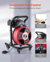 VEVOR Drain Cleaner Machine 50 FT x 1/2 Inch, Manual Feed Sewer Snake Auger on Wheels - with 4 Cutters & Air-activated Foot Switch for 2" to 6" Pipes