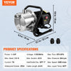 VEVOR Shallow Well Pump, 1.1 HP 115V, 978 GPH 131 ft Height, 40psi Max Pressure, Portable Stainless Steel Sprinkler Booster Jet Pumps for Garden Lawn Irrigation system, Lake Fountain, Water Transfer