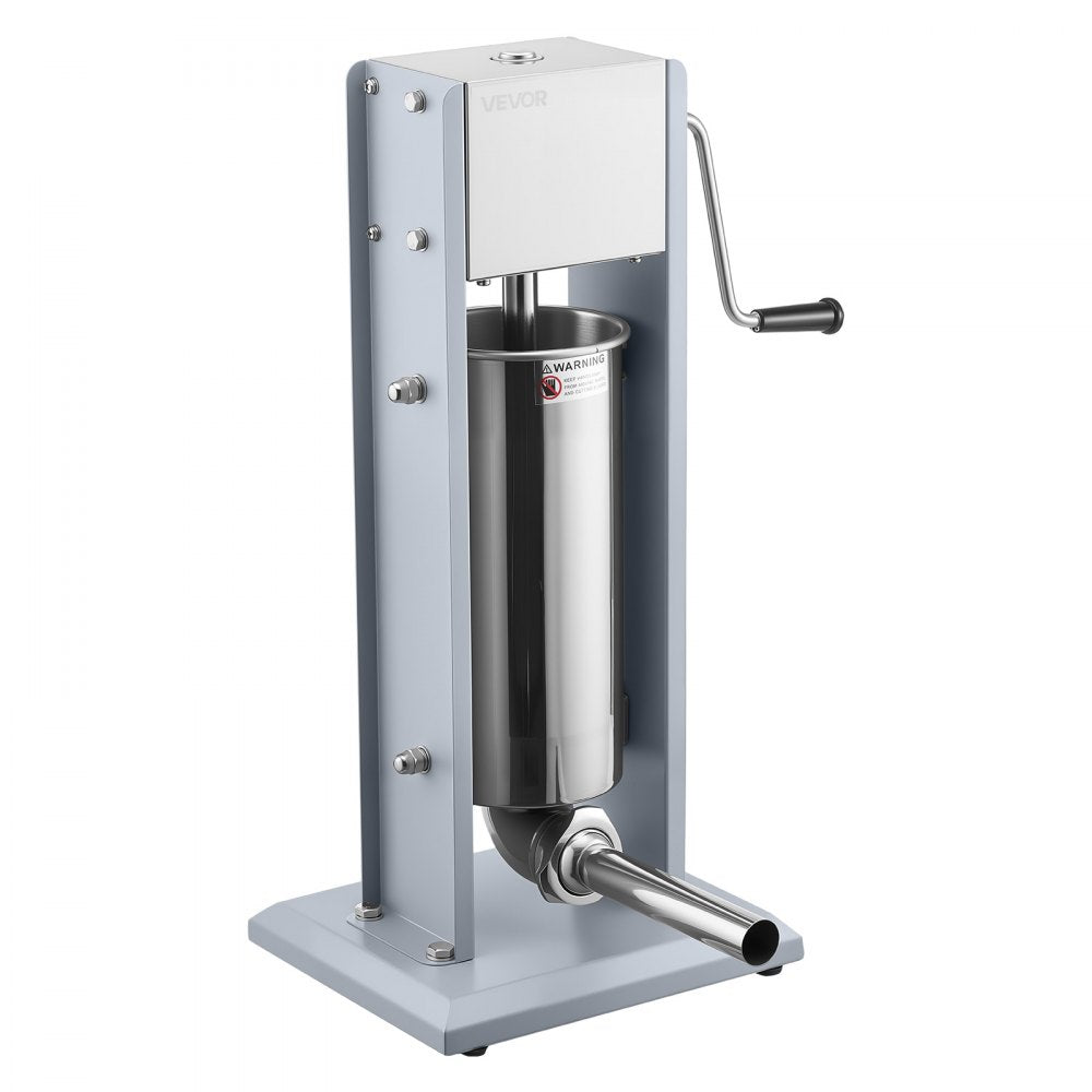 VEVOR Manual Sausage Stuffer, 11 LBS / 5 L Vertical Meat Stuffer, Heavy Duty Sausage Casing Meat Stuffing Machine, Dual-Speed Stainless Steel Filler with 5 Filling Tubes, for Commercial and Home Use