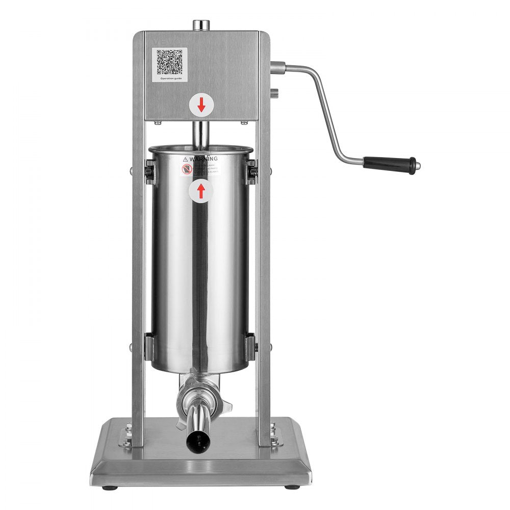 VEVOR Manual Sausage Stuffer, 11 LBS / 5 L Vertical Meat Stuffer, Dual-Speed Sausage Casing Meat Filling Machine, Stainless Steel Heavy Duty Filler with 5 Stuffing Tubes, for Commercial & Home Use