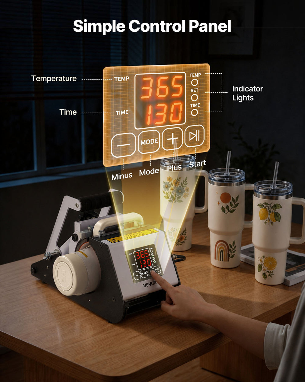 VEVOR Tumbler Heat Press Machine, 40 oz Tumbler Press, Fast and Even Heating, with Tape, Gloves, Easy Temp and Time Setting, Heat Transfer for Sublimation Insulated Tumblers, Cups, Black and White