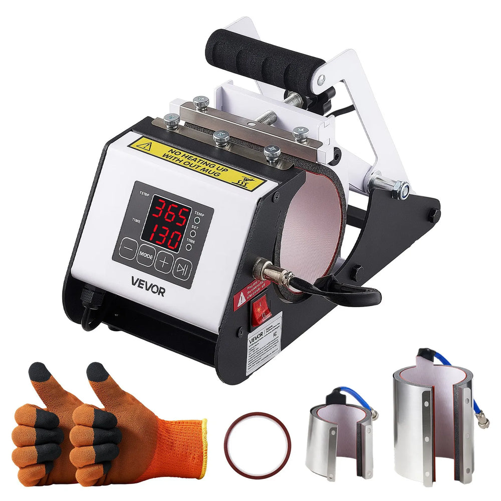 VEVOR Tumbler Heat Press Machine, 40 oz Tumbler Press, Fast and Even Heating, with Tape, Gloves, Easy Temp and Time Setting, Heat Transfer for Sublimation Insulated Tumblers, Cups, Black and White