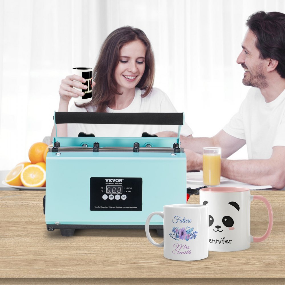VEVOR Tumbler Heat Press Machine, 11-30oz Mug Press, Heat Up Fast and Even, Tumbler Press with Sublimation Paper, Tape and Gloves, Temp and Time Setting, for Sublimation Tumblers, Cups, Mugs, Green