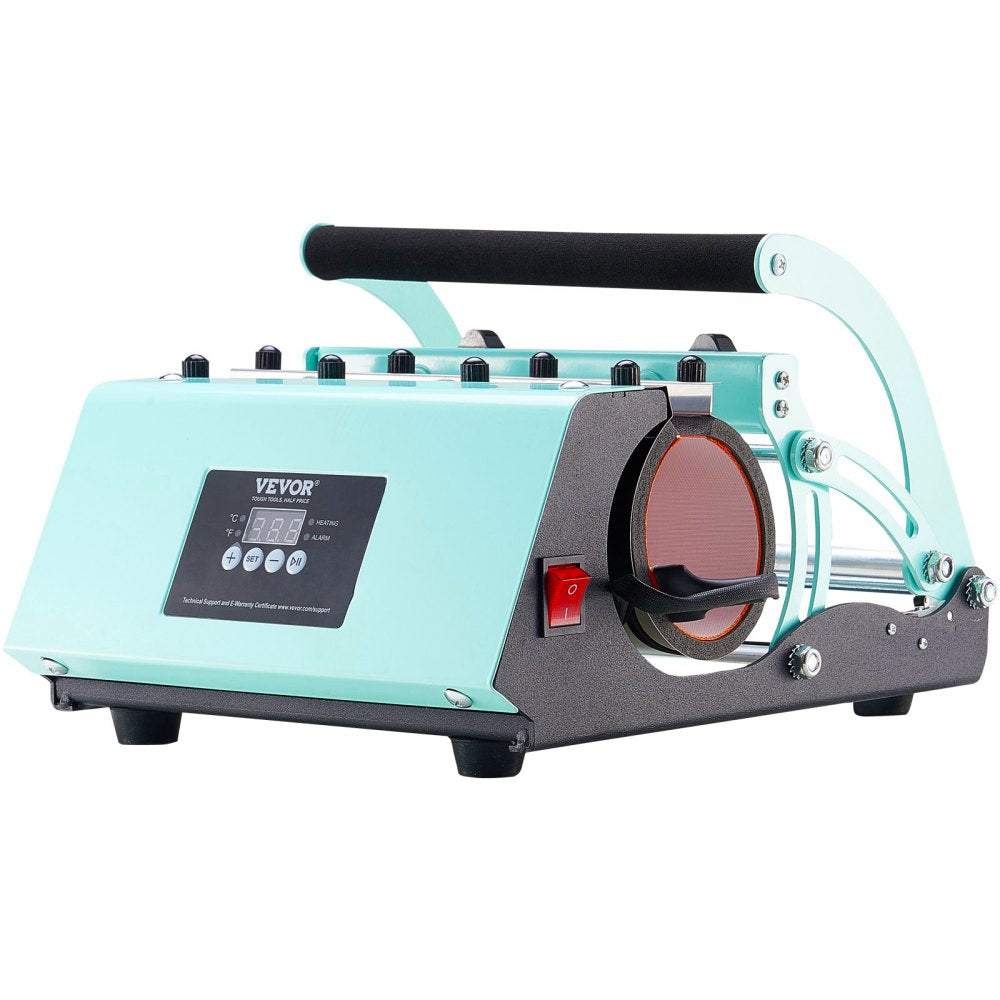 VEVOR Tumbler Heat Press Machine, 11-30oz Mug Press, Heat Up Fast and Even, Tumbler Press with Sublimation Paper, Tape and Gloves, Temp and Time Setting, for Sublimation Tumblers, Cups, Mugs, Green