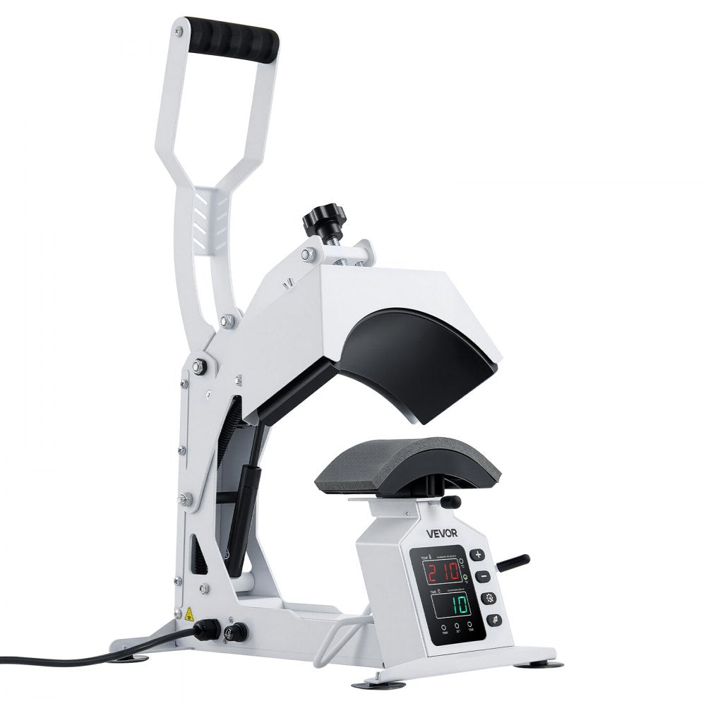 VEVOR Hat Heat Press Machine, with 2 Interchangeable Platens and Caps Stretcher, Precise Temperature & Time Control, Heat Press for Hats and Caps, for HTV Iron On and Sublimation Projects, White