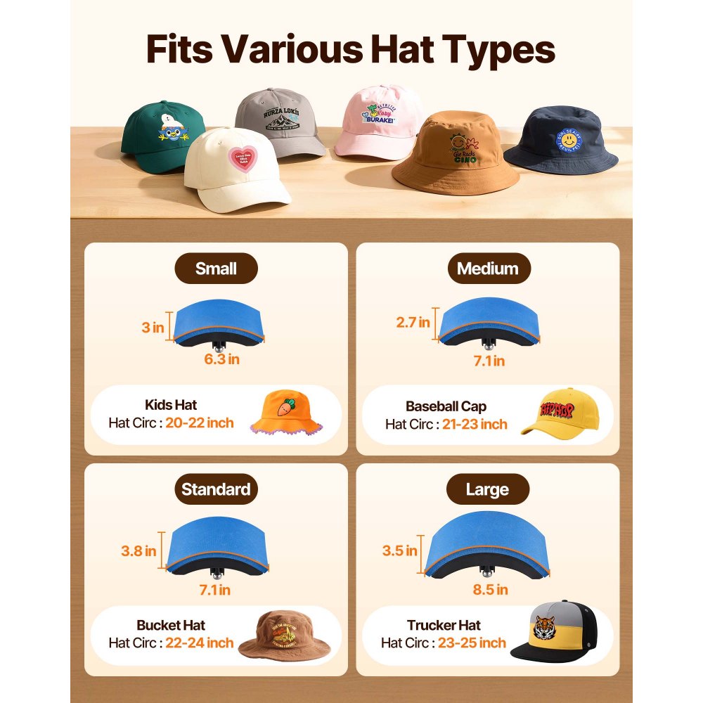 VEVOR Hat Heat Press, 4-in-1 Cap Heat Press Machine, 6 x 3in Clamshell Sublimation Transfer, LCD Digital Timer Temperature Control with 4pcs Curved Heating Elements (6x3/6.7x2.7/6.7x2.7/8.1x3.5)