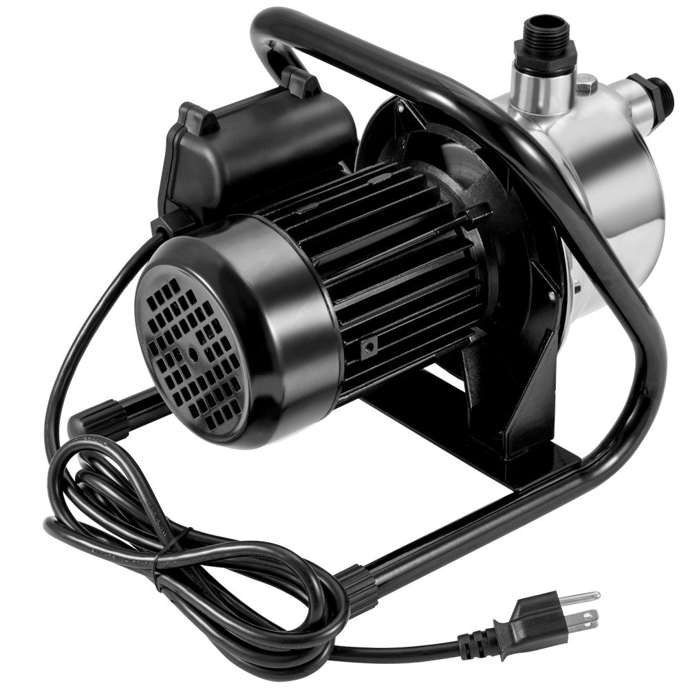 VEVOR Shallow Well Pump, 1.5 HP 115V, 1200 GPH 164 ft Height, 87 psi Max Pressure, Portable Stainless Steel Sprinkler Booster Jet Pumps for Garden Lawn Irrigation system, Lake Fountain, Water Transfer