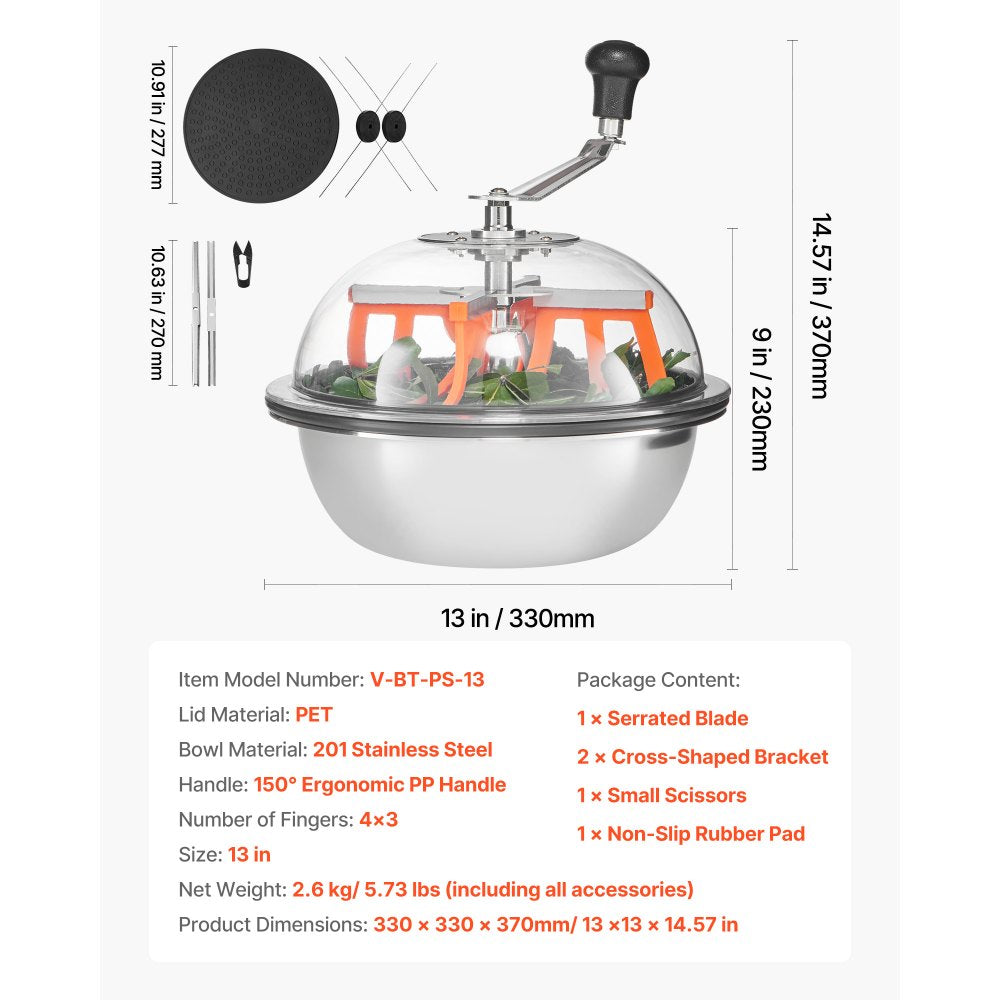 VEVOR Bud Leaf Bowl Trimmer, 13 in Manual Bud Trimmer, with Sharp Stainless Steel Blades, Visual Cutting, Wet & Dry Hydroponic Cutting Machine, Twisted Spin Cut for Plants Leaves Buds Flowers