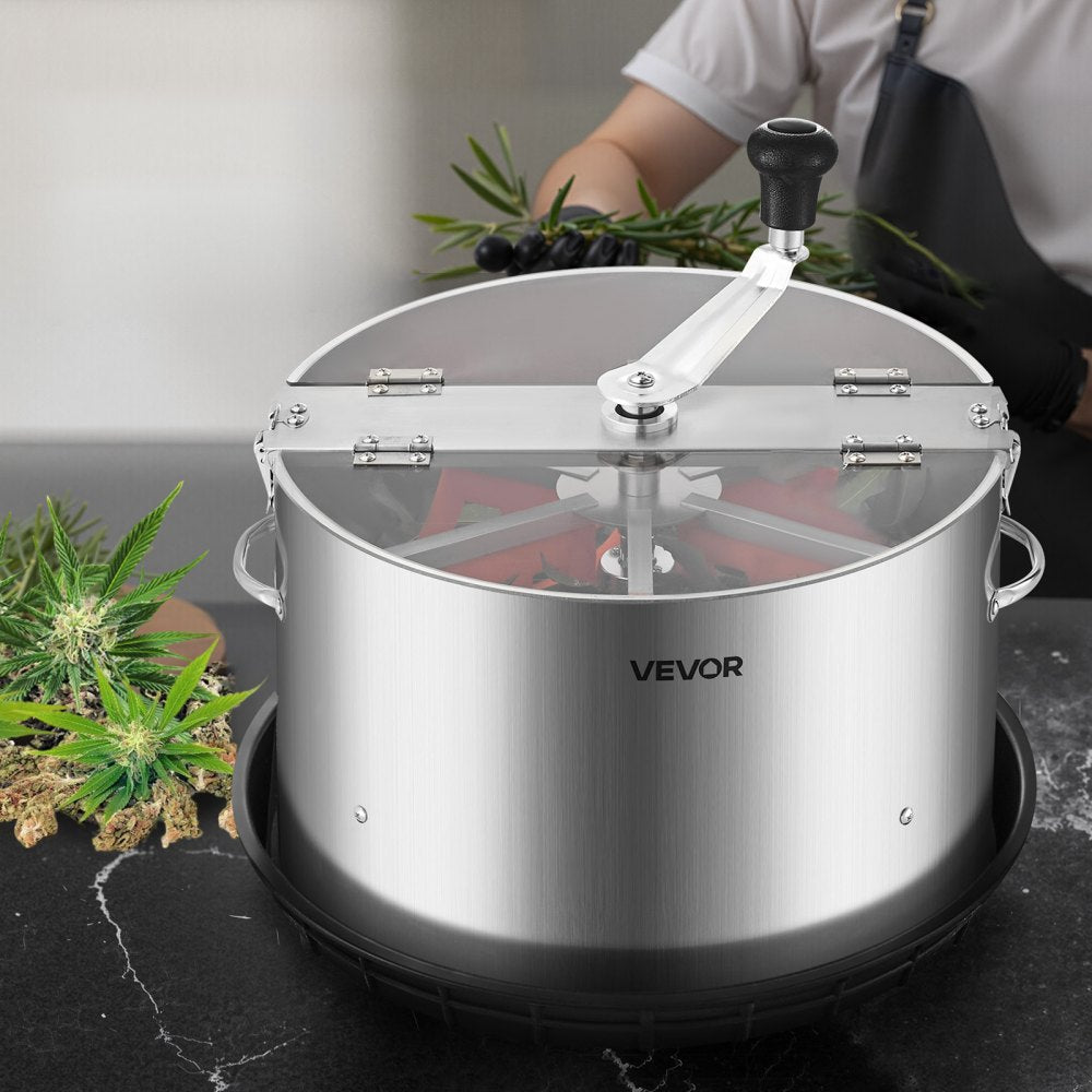 VEVOR Manual Bud Leaf Trimmer, 16 in Reaper Bowl Bud Trimmer with Stainless Steel Blades, Visual Cutting, Wet & Dry Hydroponic Cutting Machine with Tray, Twisted Spin Cut for Plant Buds Flowers
