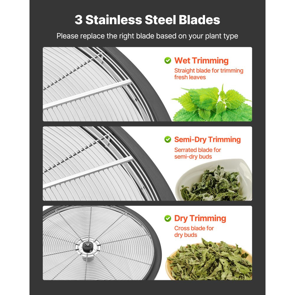 VEVOR Bud Leaf Bowl Trimmer, 24 in Manual Bud Trimmer, with Sharp Stainless Steel Blades, Visual Cutting, Wet & Dry Hydroponic Cutting Machine, Twisted Spin Cut for Plants Leaves Buds Flowers