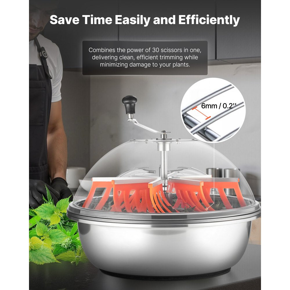 VEVOR Bud Leaf Bowl Trimmer, 24 in Manual Bud Trimmer, with Sharp Stainless Steel Blades, Visual Cutting, Wet & Dry Hydroponic Cutting Machine, Twisted Spin Cut for Plants Leaves Buds Flowers