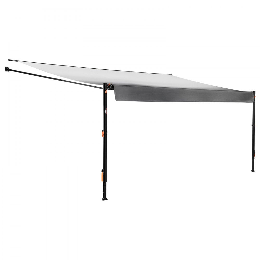VEVOR Manual RV Awning Complete Kit, 18.12FT Retractable RV Awning with Aluminum Alloy Frame & Waterproof PVC Fabric, Outdoor Camping Trailer Awnings Fit Most RVs (18FT Type, Gradient Black)