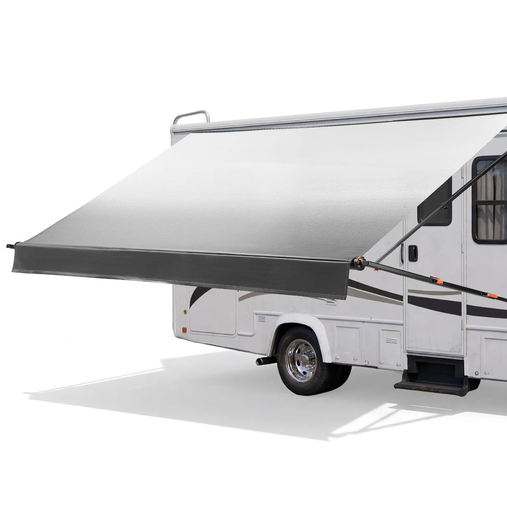 VEVOR Manual RV Awning Complete Kit, 18.12FT Retractable RV Awning with Aluminum Alloy Frame & Waterproof PVC Fabric, Outdoor Camping Trailer Awnings Fit Most RVs (18FT Type, Gradient Black)