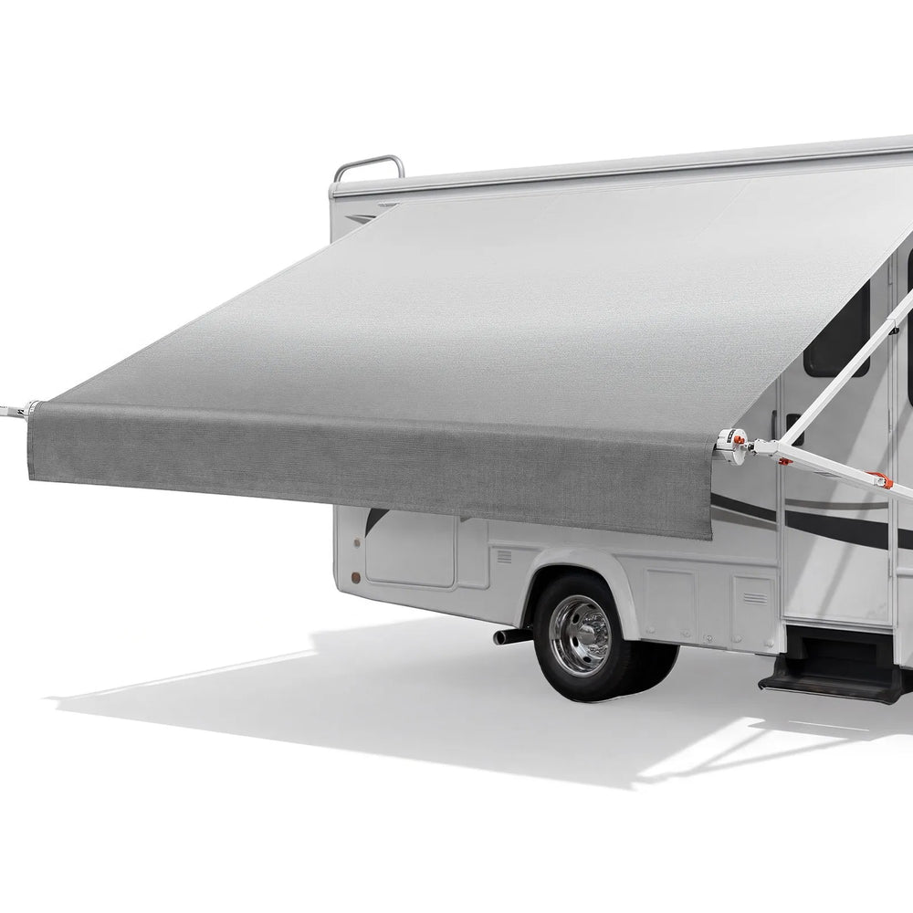 VEVOR Manual RV Awning Complete Kit, 10.12FT Retractable RV Awning with Aluminum Alloy Frame & Waterproof PVC Fabric, Outdoor Camping Trailer Awnings Fit Most RVs (10FT Type, Gradient Gray)