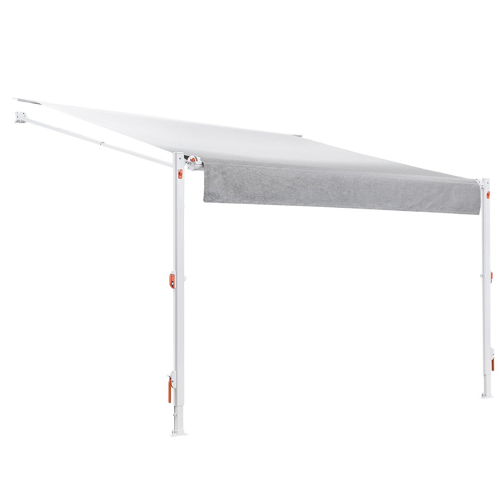 VEVOR Manual RV Awning Complete Kit, 10.12FT Retractable RV Awning with Aluminum Alloy Frame & Waterproof PVC Fabric, Outdoor Camping Trailer Awnings Fit Most RVs (10FT Type, Gradient Gray)
