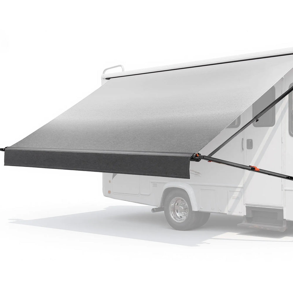 VEVOR Manual RV Awning Complete Kit, 14.12FT Retractable RV Awning with Aluminum Alloy Frame & Waterproof PVC Fabric, Outdoor Camping Trailer Awnings Fit Most RVs (14FT Type, Gradient Black)