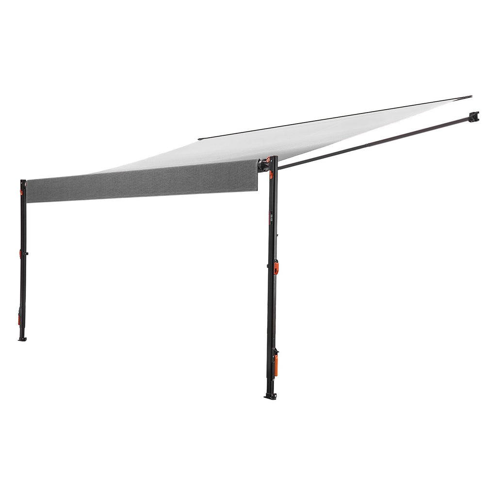 VEVOR Manual RV Awning Complete Kit, 14.12FT Retractable RV Awning with Aluminum Alloy Frame & Waterproof PVC Fabric, Outdoor Camping Trailer Awnings Fit Most RVs (14FT Type, Gradient Black)