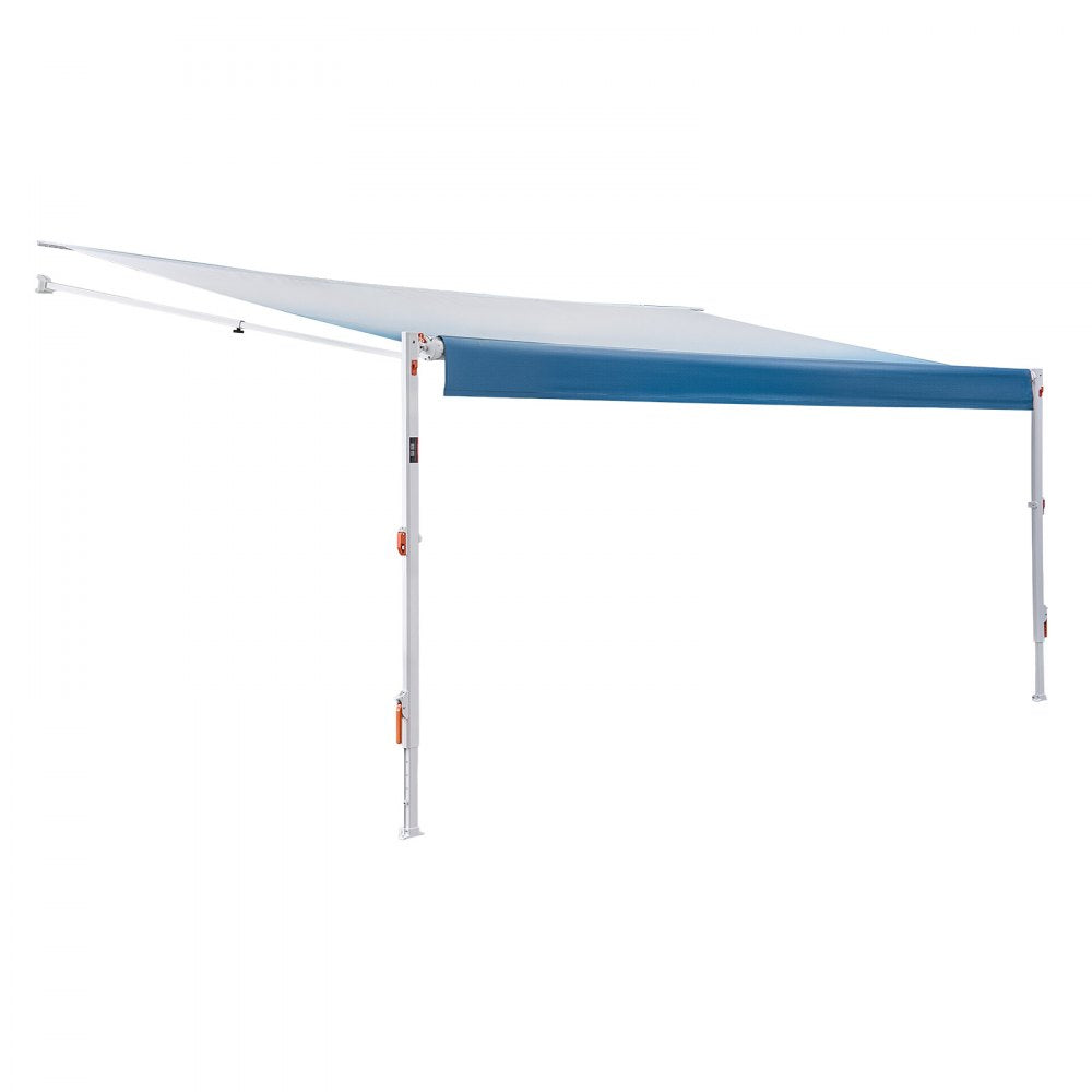 VEVOR Manual RV Awning Complete Kit, 18.12FT Retractable RV Awning with Aluminum Alloy Frame & Waterproof PVC Fabric, Outdoor Camping Trailer Awnings Fit Most RVs (18FT Type, Gradient Blue)