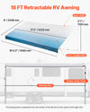 VEVOR Manual RV Awning Complete Kit, 18.12FT Retractable RV Awning with Aluminum Alloy Frame & Waterproof PVC Fabric, Outdoor Camping Trailer Awnings Fit Most RVs (18FT Type, Gradient Blue)