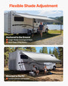 VEVOR Manual RV Awning Complete Kit, 20.12FT Retractable RV Awning with Aluminum Alloy Frame & Waterproof PVC Fabric, Outdoor Camping Trailer Awnings Fit Most RVs (20FT Type, Gradient Black)
