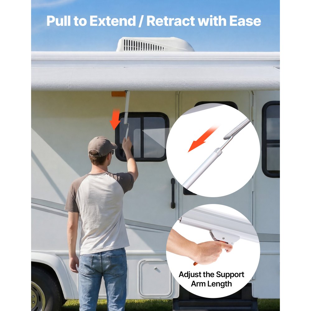 VEVOR Manual RV Awning Complete Kit, 20.12FT Retractable RV Awning with Aluminum Alloy Frame & Waterproof PVC Fabric, Outdoor Camping Trailer Awnings Fit Most RVs (20FT Type, Gradient Blue)