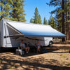 VEVOR Manual RV Awning Complete Kit, 20.12FT Retractable RV Awning with Aluminum Alloy Frame & Waterproof PVC Fabric, Outdoor Camping Trailer Awnings Fit Most RVs (20FT Type, Gradient Blue)