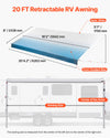 VEVOR Manual RV Awning Complete Kit, 20.12FT Retractable RV Awning with Aluminum Alloy Frame & Waterproof PVC Fabric, Outdoor Camping Trailer Awnings Fit Most RVs (20FT Type, Gradient Blue)