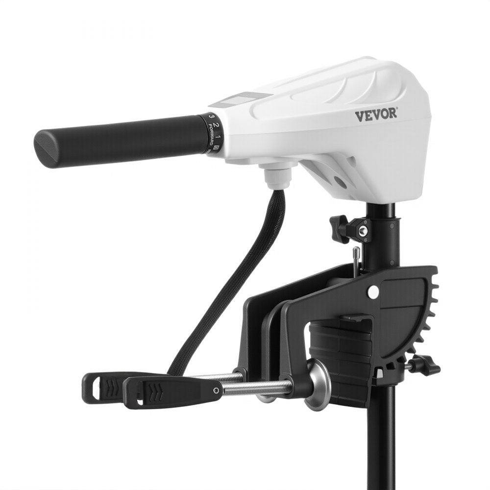 VEVOR Electric Trolling Motor, Transom Mounted Outboard Boat Motors 12V 55lbs Thrust, 8-Speed Electric Boat Engine w/ Battery Indicator, for Kayaks, Fishing Boats on Freshwater/Saltwater, 30-In Shaft